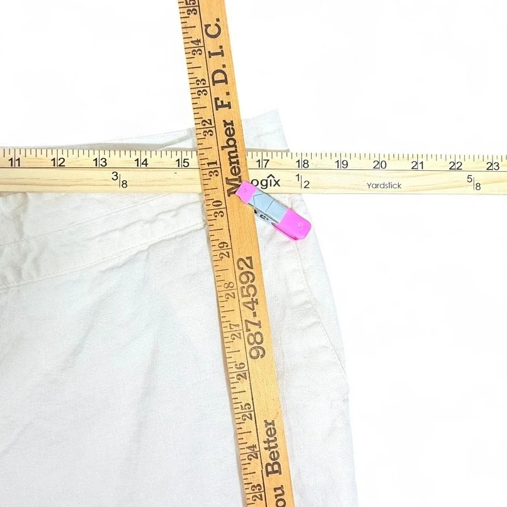 J.Jill 100% Linen Wide Leg Cropped Cream Pants Womens 14 Coastal Lagenlook Lined - Picture 8 of 10